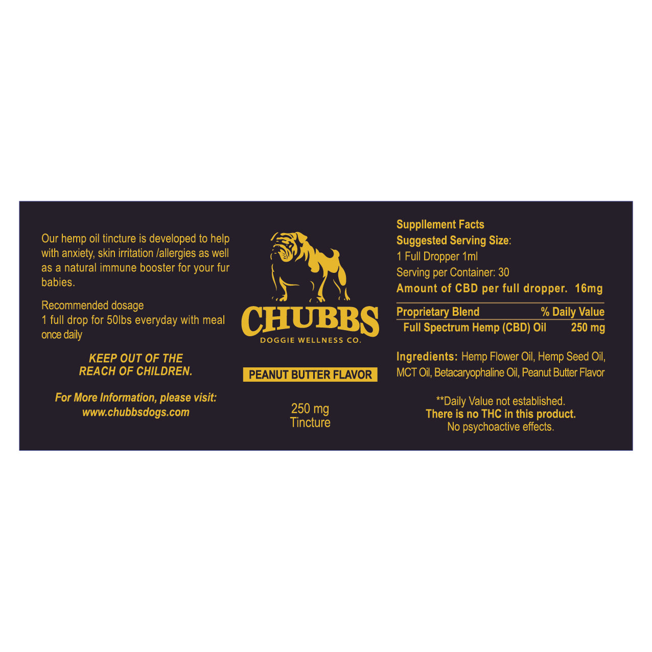 Chubbs Tincture Oil - Peanut Butter Flavor